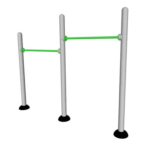 ExoFit ExoOne 2-Person Pull-Up Bars outdoor fitness station for upper body strength training.