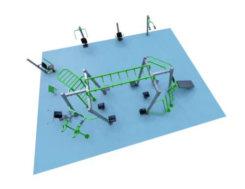 ExoFit Strength Zone outdoor fitness equipment package with multi-station strength training systems for parks, schools, and community recreation areas