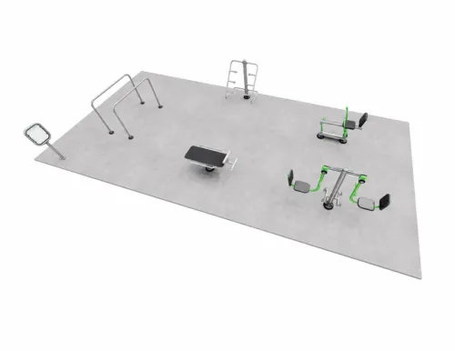 ExoFit ExoZone outdoor fitness equipment package with multi-station strength and cardio training systems for parks and community spaces.