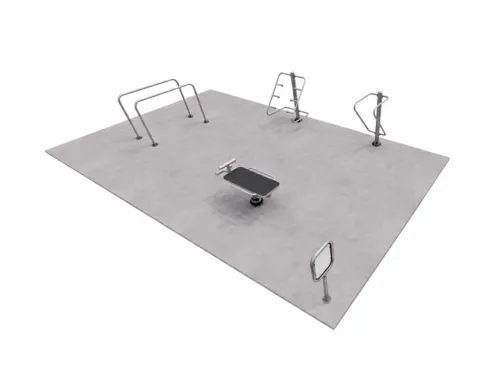 ExoFit Fit Hub outdoor fitness equipment package with multi-station strength and cardio training systems for parks and community spaces.