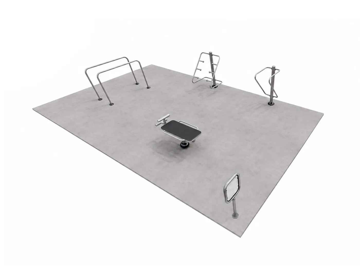 ExoFit Fit Hub outdoor fitness equipment package with multi-station strength and cardio training systems for parks and community spaces.